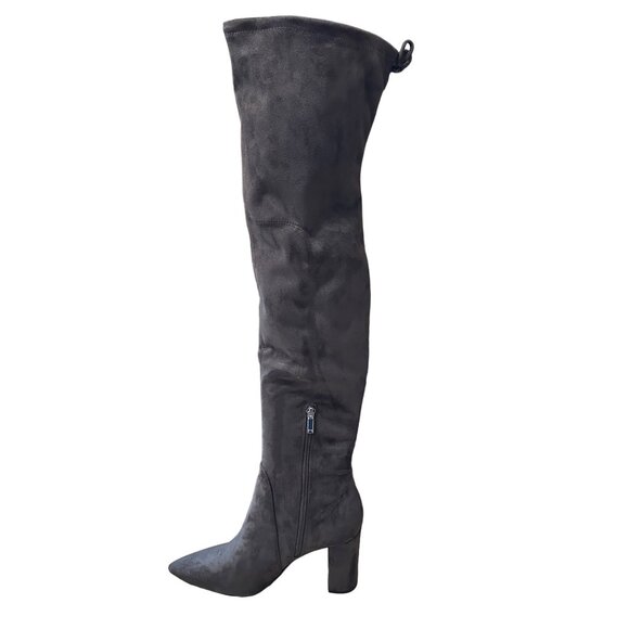 Marc Fisher Ulona NEW IN BOX gray faux suede 25” high boots 3.5 “ heels sz 10 M - Picture 1 of 12
